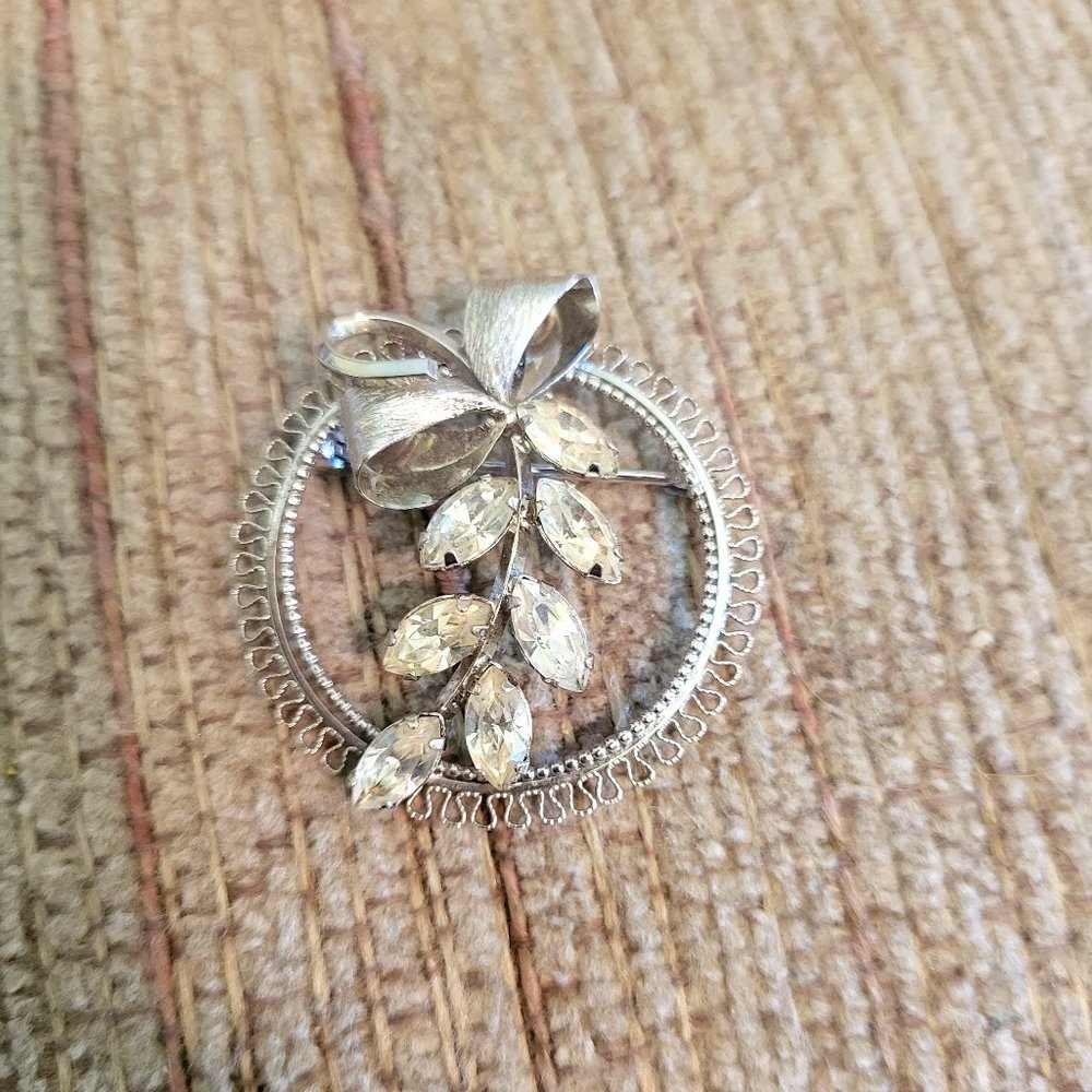 Vintage Helene Sterling Silver Round Brooch